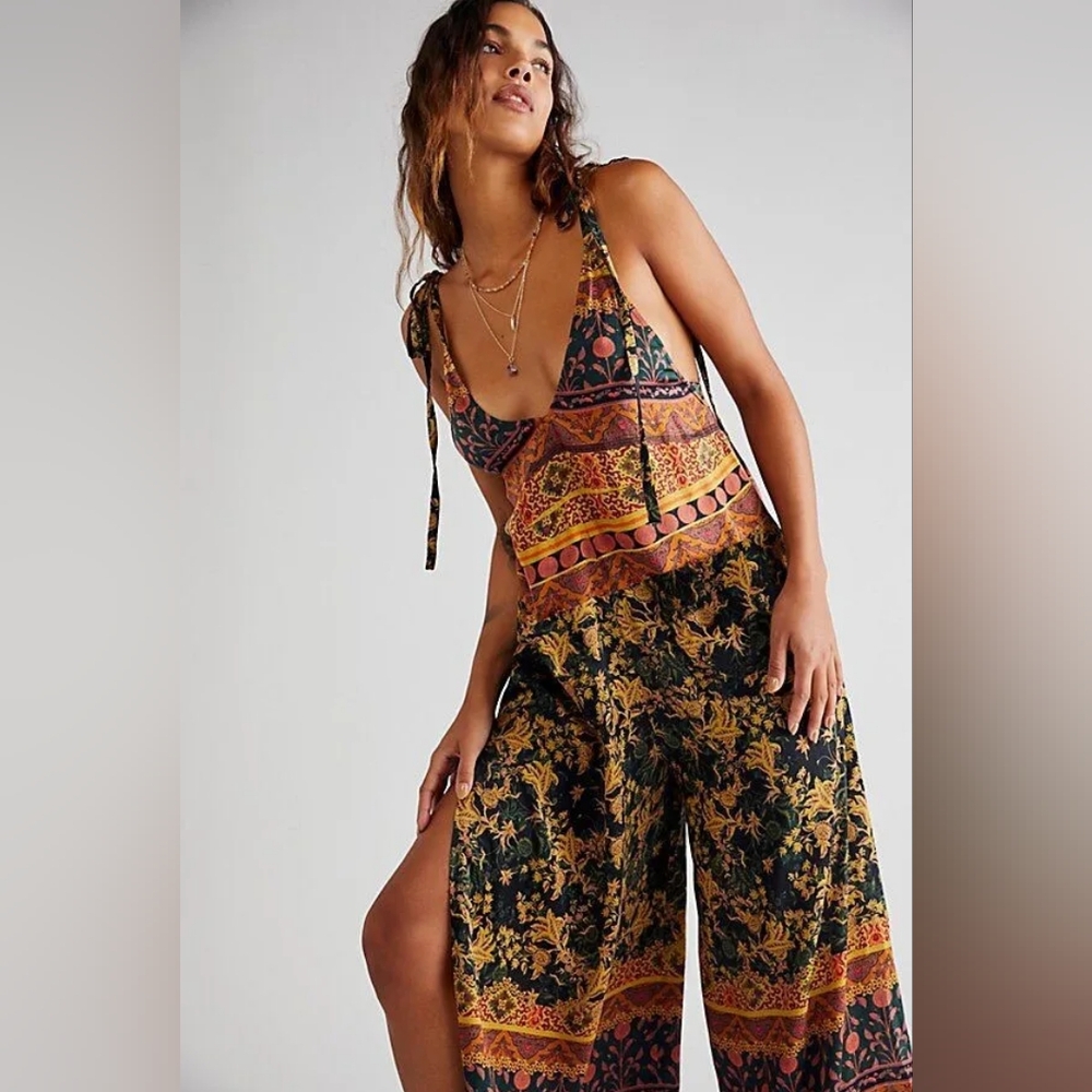 Free People Leona Junpsuit Ruby Red Small NWT
